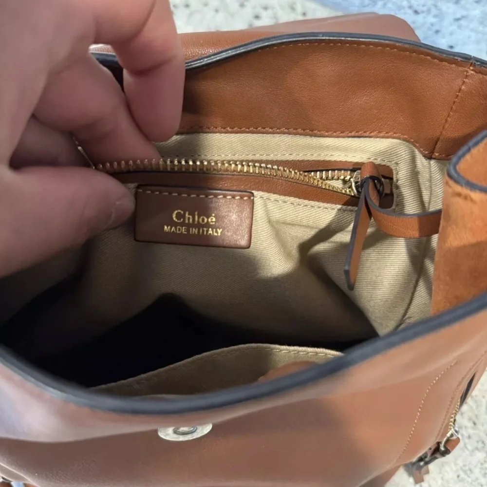 Chloé Brown Leather Suede Flap Backpack